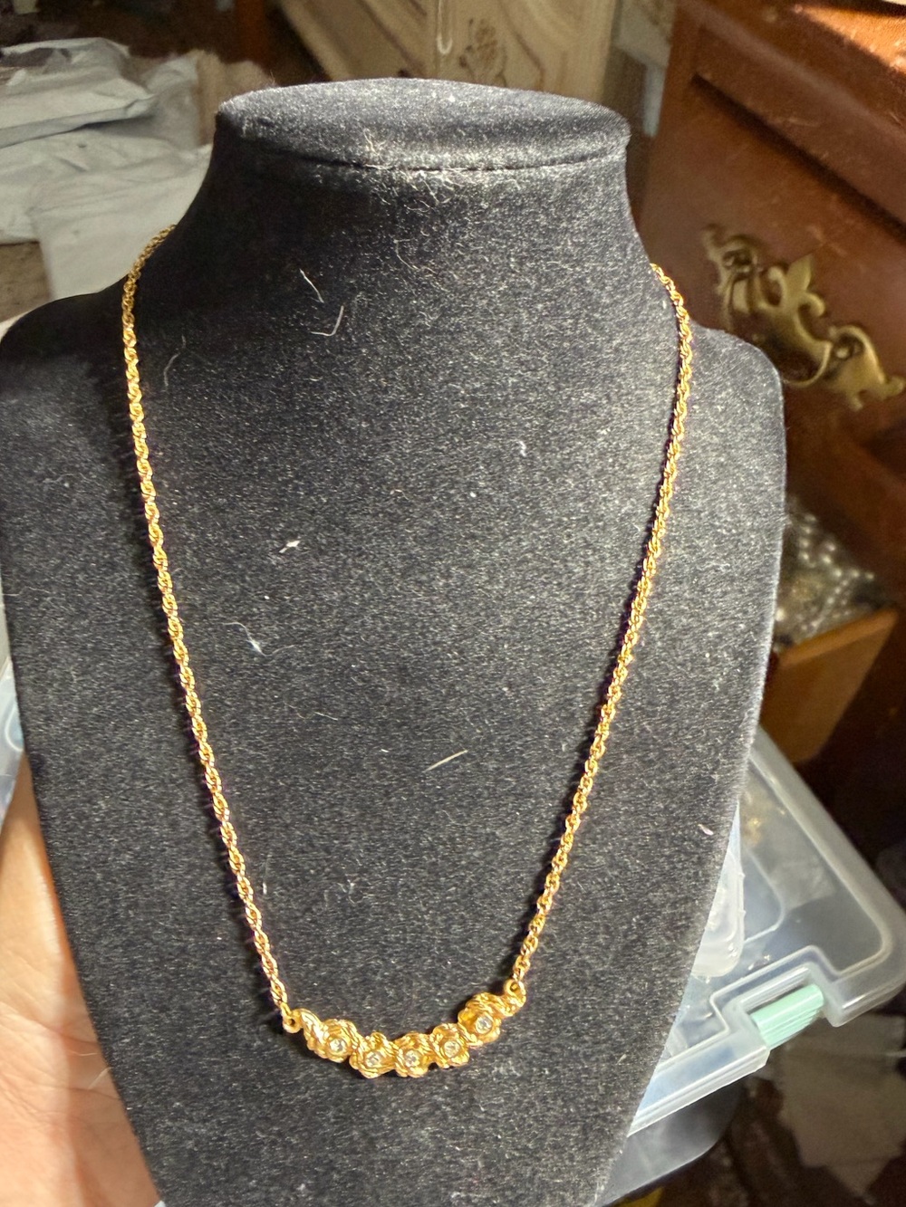 Vintage Avon Gold Tone "Braided Rhinestone Necklace"